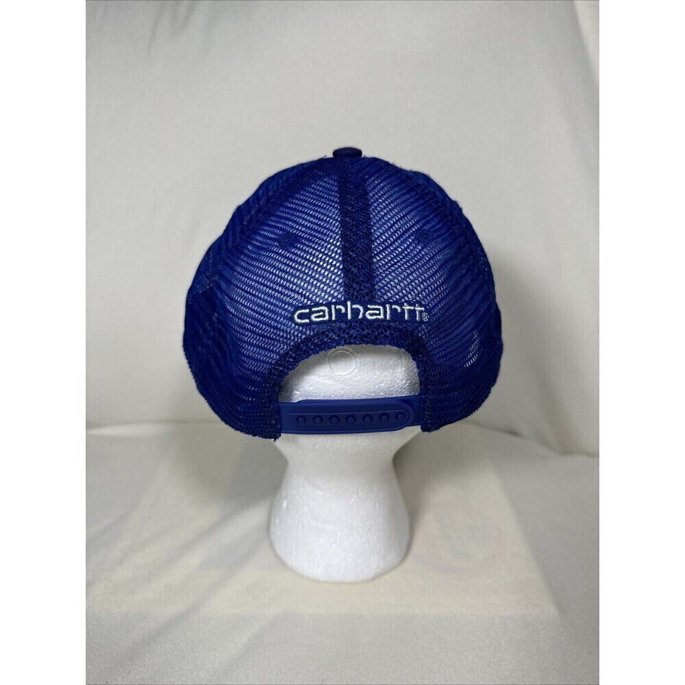 Vintage Carhartt Trucker Hat Mesh Snap Back Blue Ball Cap Work Outdoor Cotton - Picture 3 of 5
